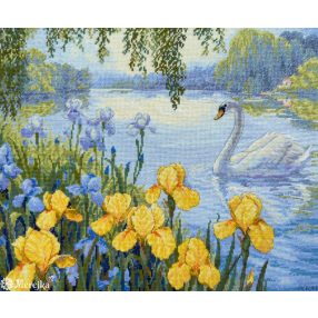 SK263 Elvarázsolt tó - hattyúk 28x34 cm