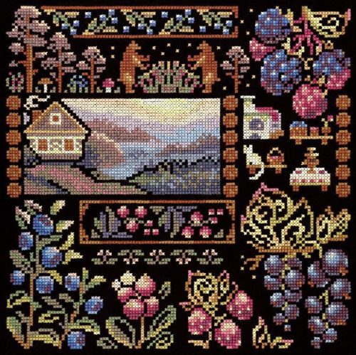 SNV1036 Sampler. Dawn in the Village 19x19 cm