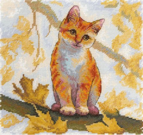 SNV908 Fluffy ginger cat 19x19 cm