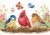 SRA1040 Spring Birds 21x15 cm