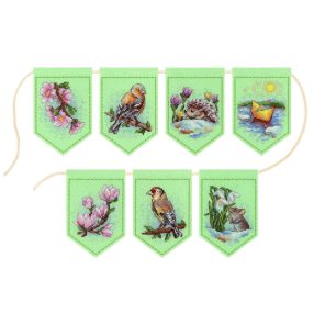 ST1209 Spring garland (7 flags) 11x8 cm