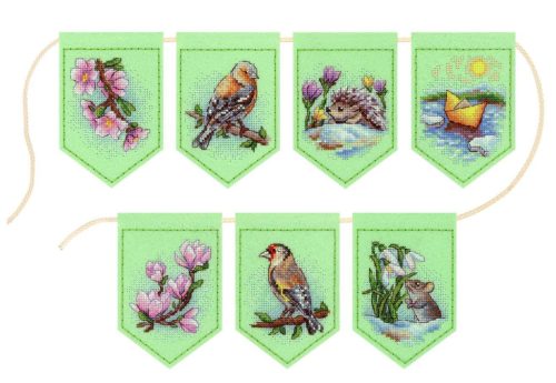 ST1209 Spring garland (7 flags) 11x8 cm