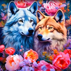 WD3076 A couple of wolves 40x40 cm