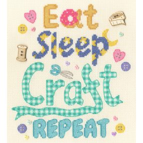XBD19 Bothy Designs - Eat, Sleep, Craft, Repeat 18x20 cm