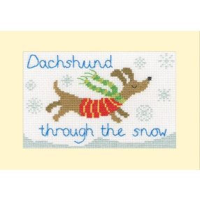 XMAS90 Dachshund Through The Snow 16x10 cm