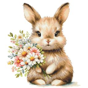 Z10945 Nyuszi virágokkal 30x33 cm