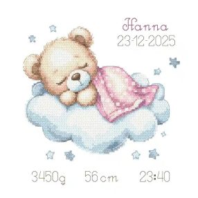 Z10998 Macis babaköszöntő - lány 20x20 cm