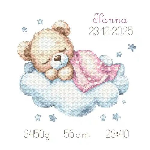 Z10998 Macis babaköszöntő - lány 20x20 cm