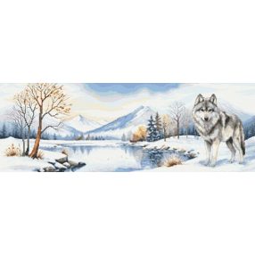 Z11058 Wolf and winter mountains 20x57 cm