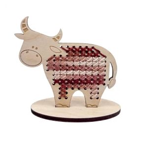   Z11437 Embroidery kit on plywood for children - Cow 7,5x6,5 cm