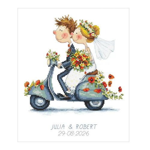 Z11463 Fiatal pár motoron - esküvő 25x30 cm