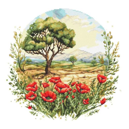 Z11464 Tájkép pipacsokkal 30 cm