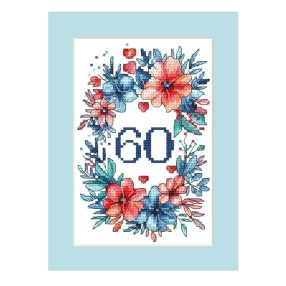 ZU10964 60. születésnapi kártya virágokkal 15x21 cm