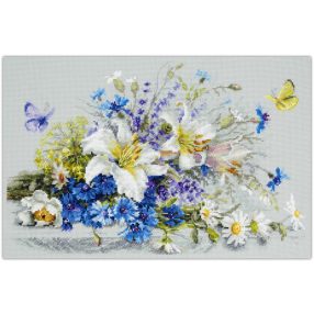 ci-510-227  Lilies and Cornflowers 40x25 cm