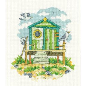hc-1746a Green Beach Hut 15x17 cm