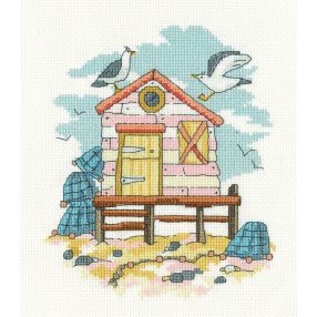 hc-1747a Pink Beach Hut 15x17 cm