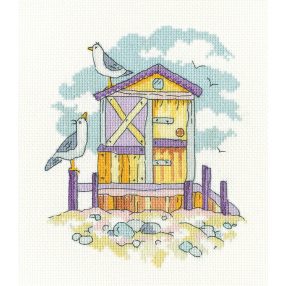 hc-1748a Yellow Beach Hut 15x16 cm