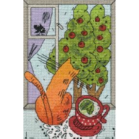 kl8-205 Spring outside the window 10,5x16,5 cm