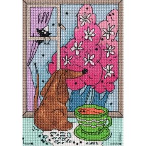 kl8-206 Spring outside the window 10,5x16,5 cm