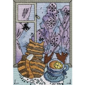 kl8-208 Winter outside the window 10,5x16,5 cm