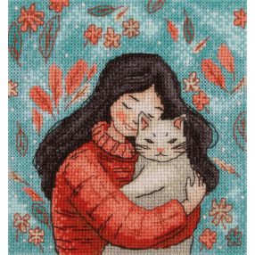 kl8-559 Lány cicával 12x13 cm