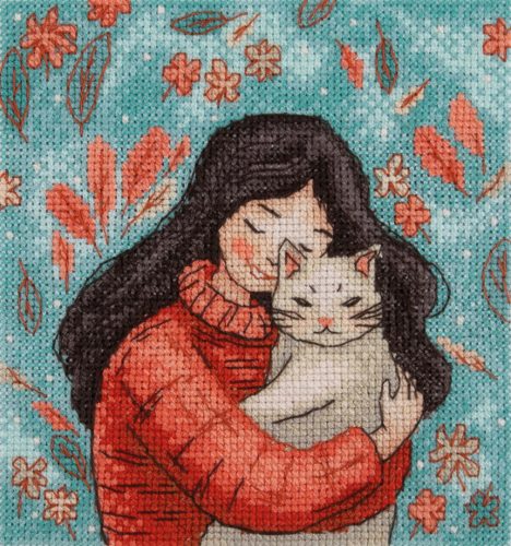 kl8-559 Lány cicával 12x13 cm