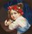 mk109 A girl in a poppy wreath with a carnation in her hand (Mariuccia) 39,5x41,5 cm
