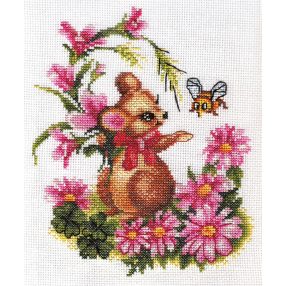 pd-0276 Mouse with a bouquet 20x23 cm