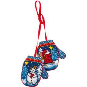 pig-1529 Christmas decoration. Mittens 9x10 cm