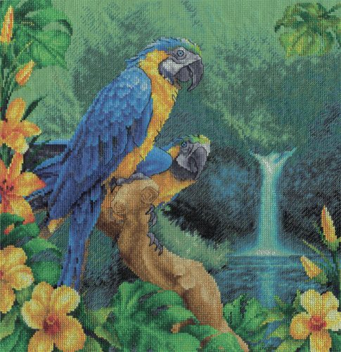 ppt-0858 Brazil esőerdő - papagájok 34,5x34,5 cm