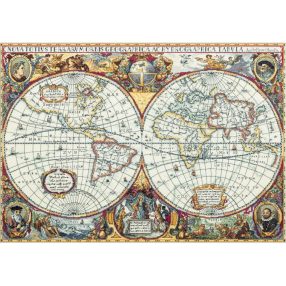 ppz-1842 Geographic map of the world 66x46,5 cm