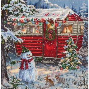 so023 Karácsonyi lakókocsi 34x34 cm